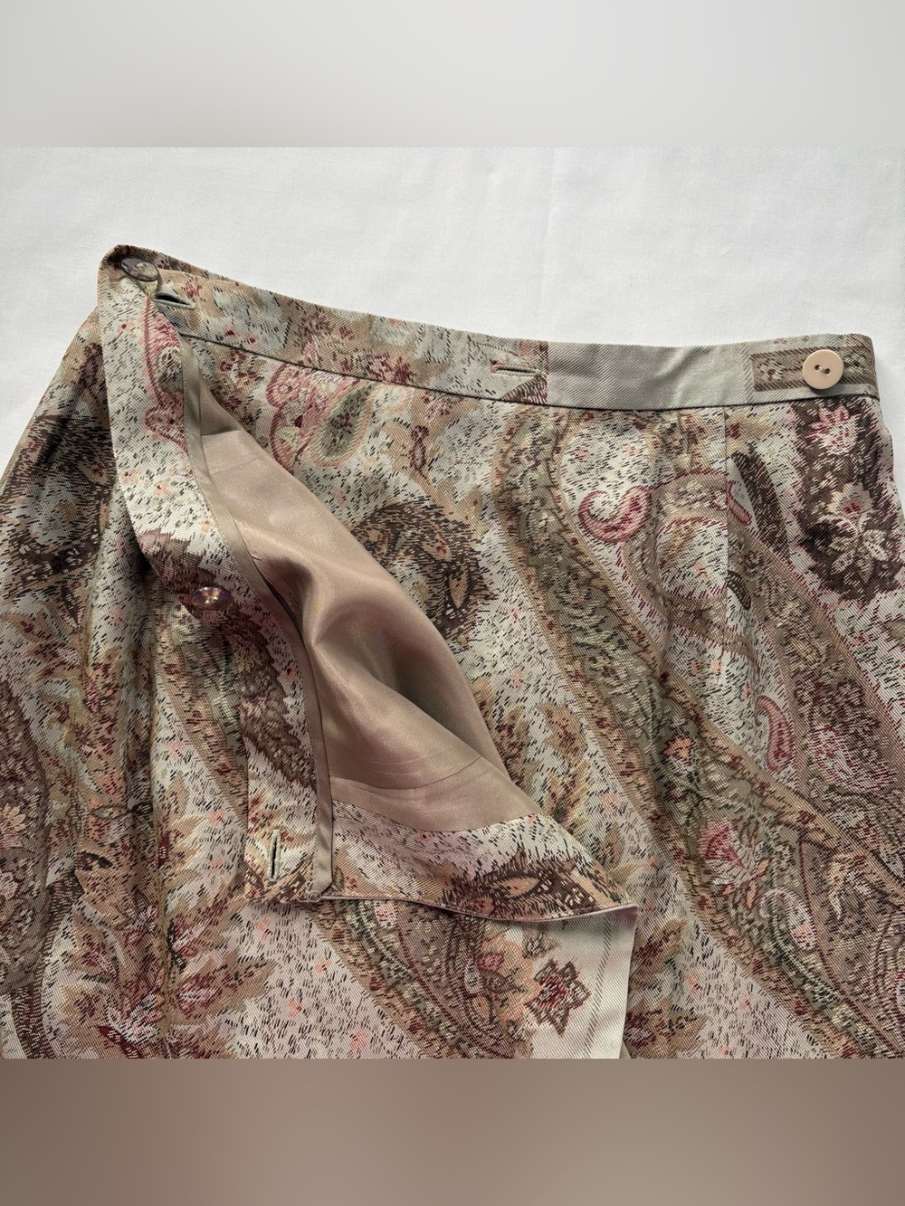 Vintage Talbots Silk Paisley Wrap Skirt Size 2 - Picture 6 of 8